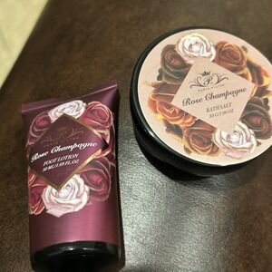 Paris Hilton Rose Champagne Foot Lotion 1.69 Fl Oz & Bath Salt 1.06 Oz